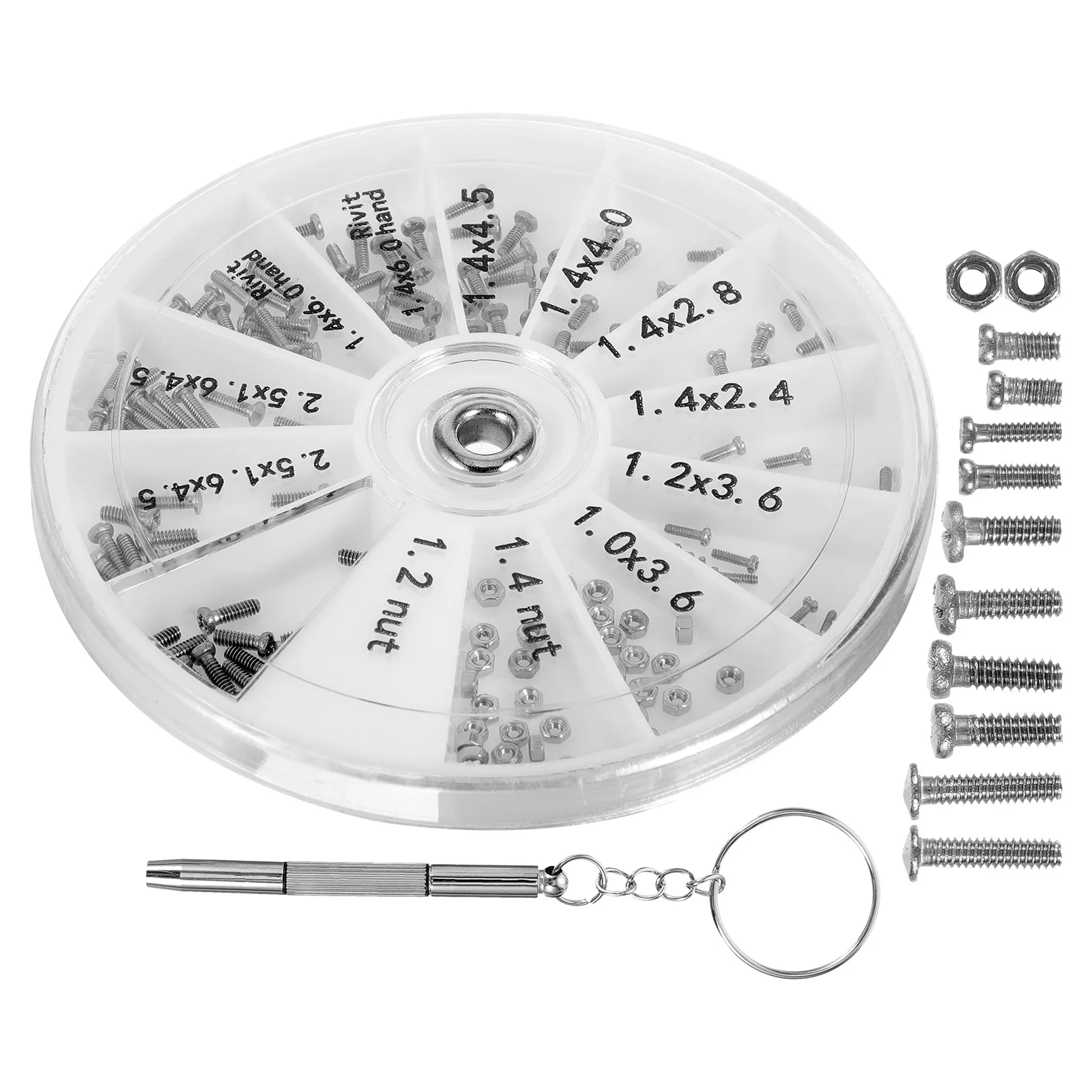 Parafusos de relógio de catraca elétrica para óculos, kit de reparo de óculos, porca de rebite de viagem de aço inoxidável