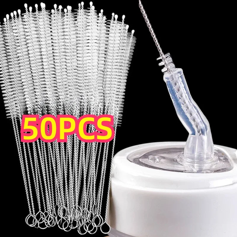 Drinking Straw Cleaning Brush Kit Reusable Tube Pipe Cleaner Nylon Brush Tools Set Stainless Steel Long Cleaning Brushes