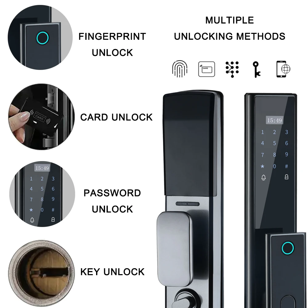 Imagem -03 - Tiago a2 Tuya Wifi Desbloqueio Remoto Temporário Senha Fingerprint Cartão Magnético Senha Chave Totalmente Automático Smart Door Lock