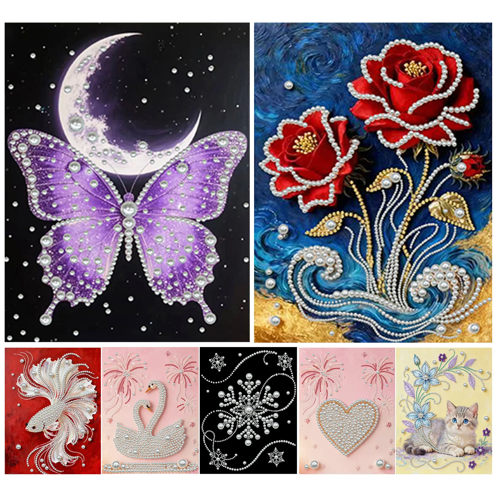 

DIY Pearl Painting Kit for Home Wall Decor Pearl Gem Paintings Picture Arts Craft With Frame 30x40cm
