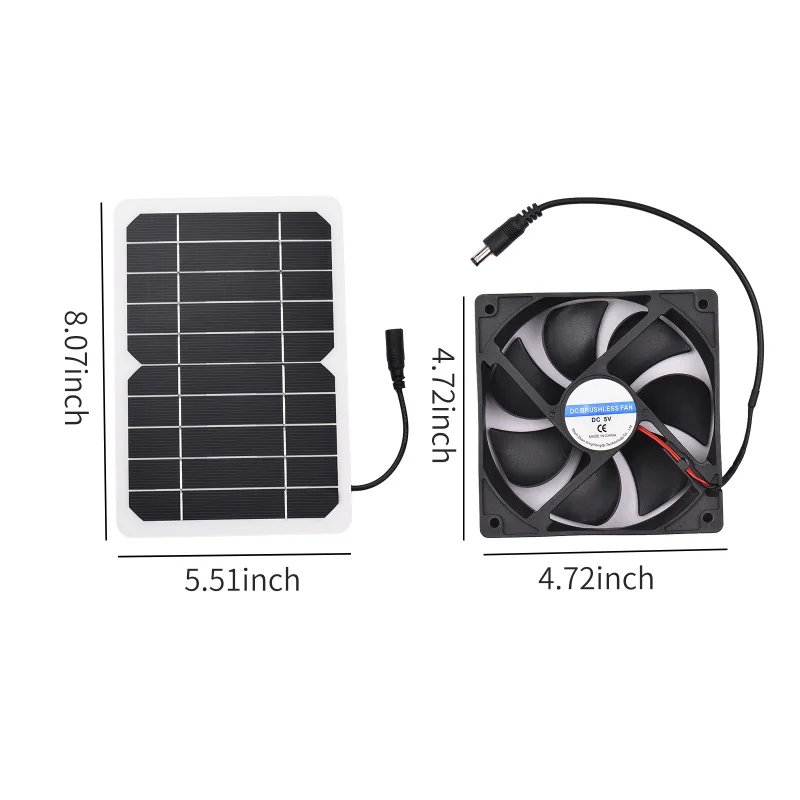 6W 5V Solar Panel With Fan Ventilator Chicken Coops Solar Fan Solar Cell For Dog Chicken House Sheds RV Greenhouse Outdoor