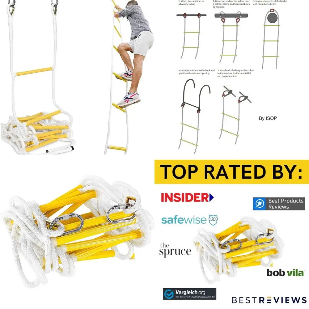 

Аварийная пожарная лестница, 3-этажные дома | 25-футовая лестница для аварийной эвакуации | Быстро развертывается и простота в использовании | Свет, компактный