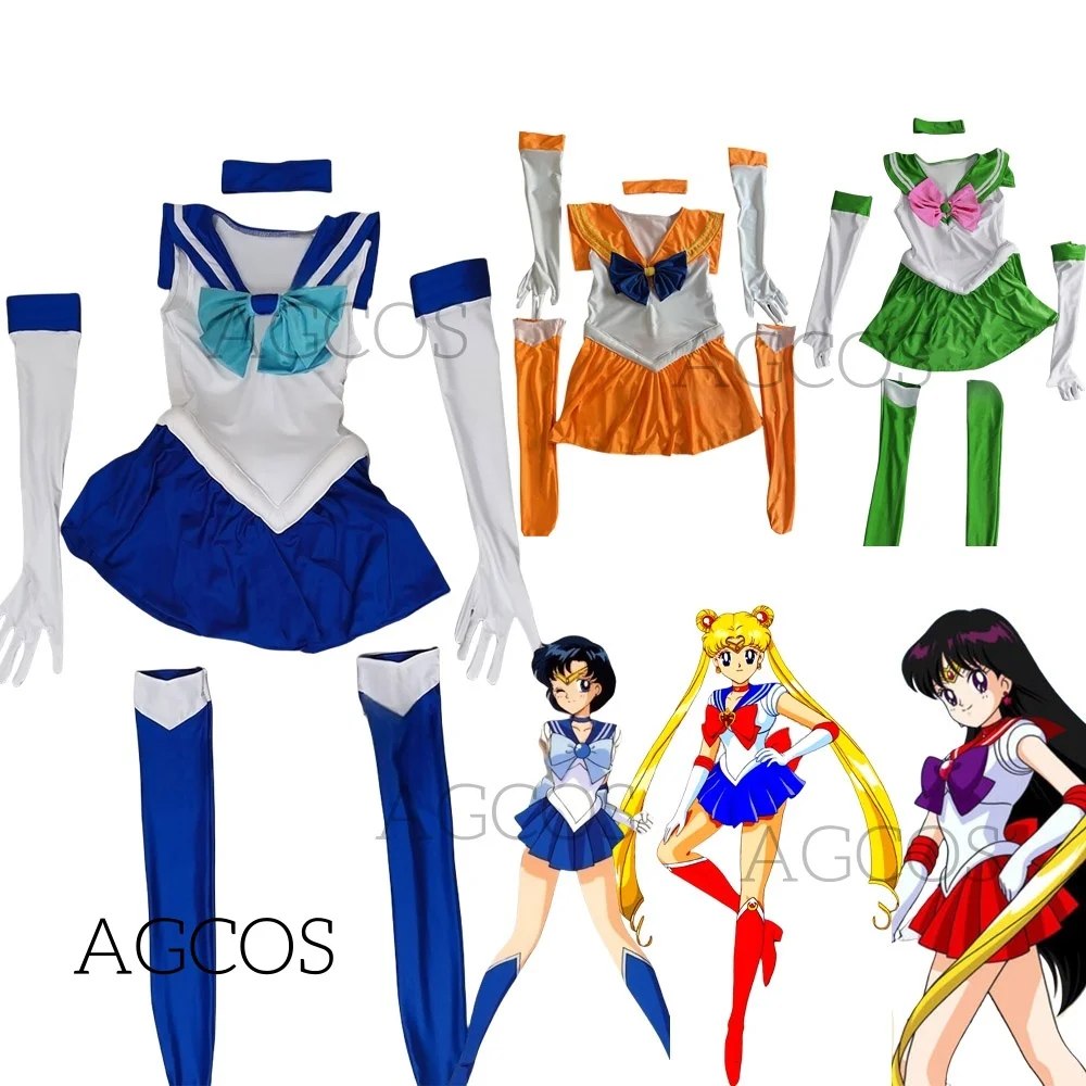 

AGCOS Customsized Aino Minako Tsukino Usagi Hino Rei Kino Makoto Mizuno Ami Cosplay Costume Anime Sailor Christmas Outfits