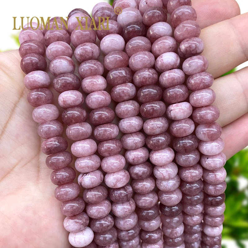 6x10MM Abacus Natural Stone Lepidolite Chalcedony Loose Rondelle Spacer Beads for Jewelry Making DIY Bracelet Charms Accessories