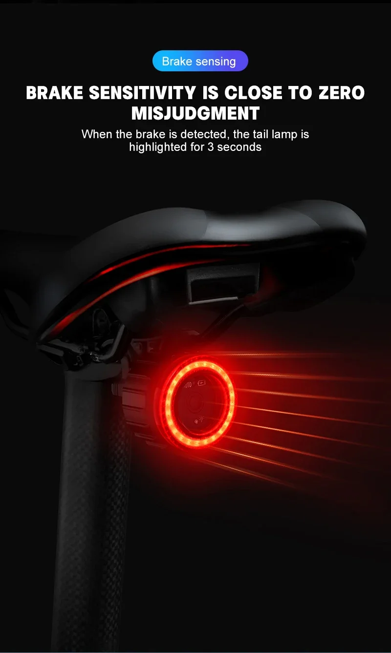 X-TIGER Smart Bicycle Tail Light LED Mountain Bike Lights Waterproof Bicycle light Alert Bike Rear Light MTB Road Bike Lamps