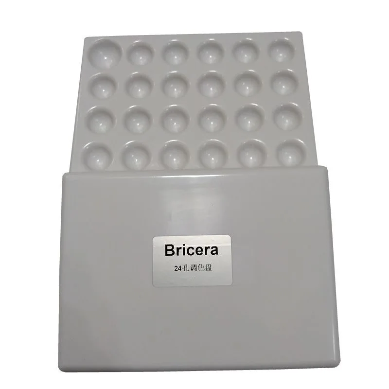 24 Holes Dental Porcelain Palette with Lid, Mixing Spoon Set for OP Powder Shade Mixing Dental Clinic Use