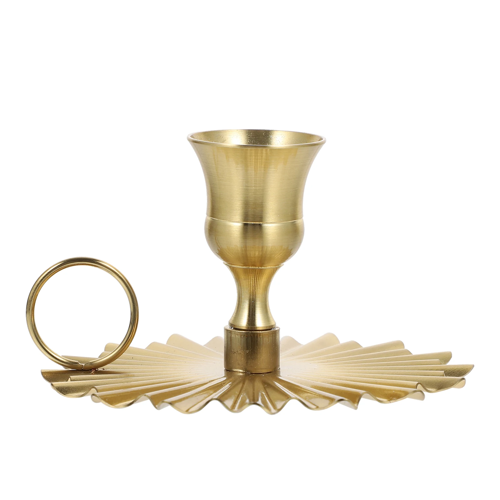 

Exquisite Fan Shaped Iron Candleholder High Temperature Resistant Decorative Stand For Home Bedroom Living Room