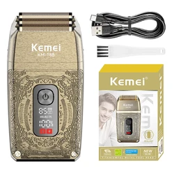Kemei High Power Professional Men's Retro Metal Reciprocating Duplex Shaver LCD Smart Screen USB Charging KM-T88