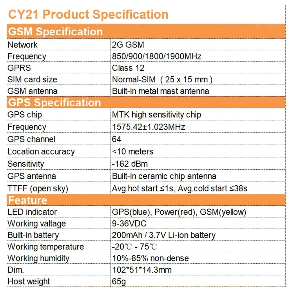 CY21C -2G GSM سيارة GPS المقتفي جهاز تعقب الأقمار الصناعية App قطع النفط ACC SOS انقطاع التيار الكهربائي إنذار SOS إنذار السرعة الزائدة مركبة GPS #6