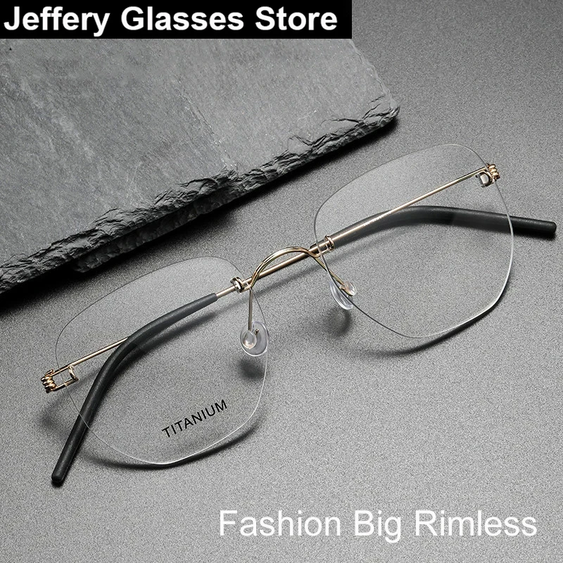 

2025 Denmark Polygon Rimless Glasses Frame Men Women Fashion Screwless Ultralight Eyeglasses Brand Design No Pressure Eyeware