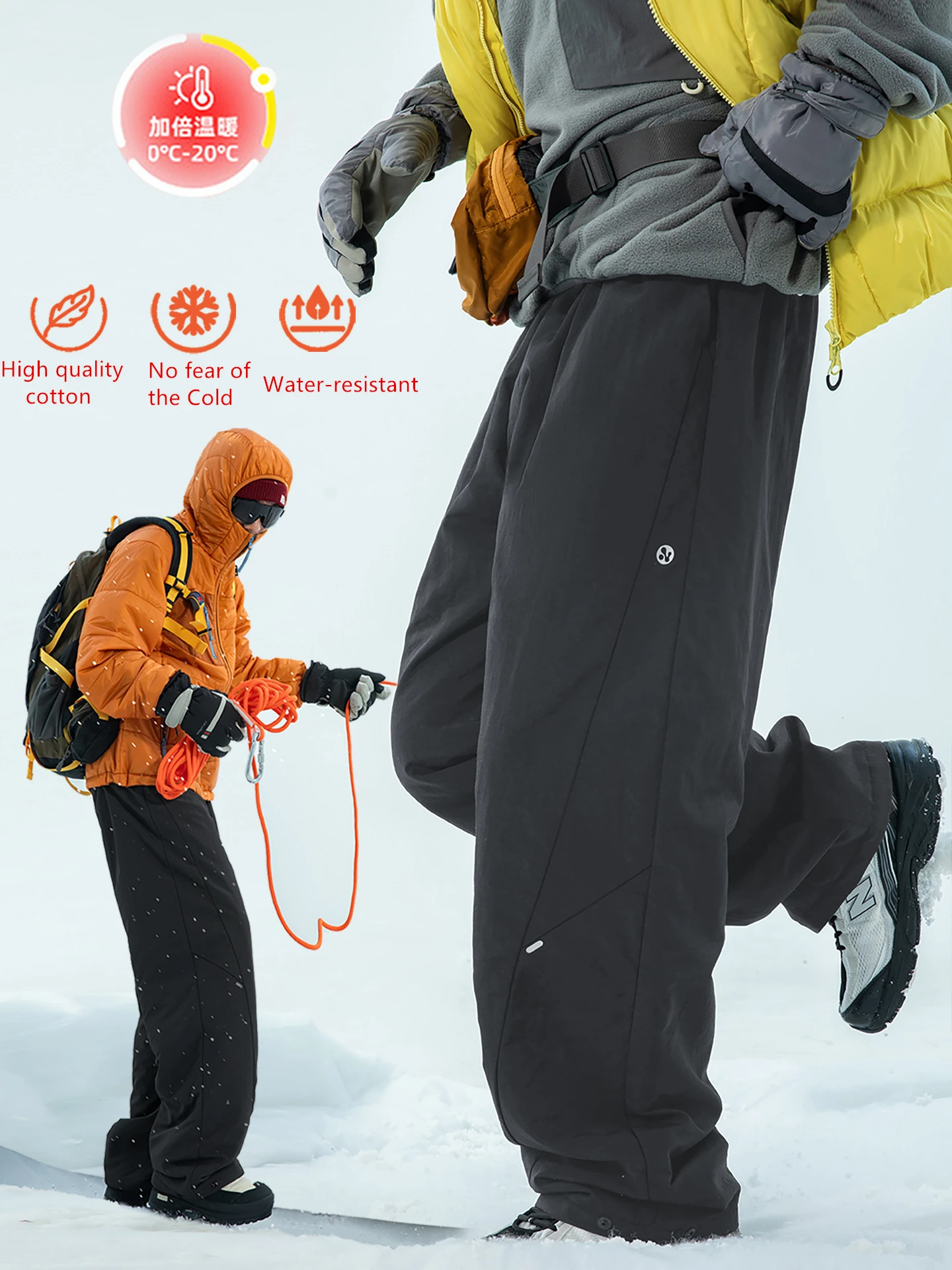 

Men's Techwear Pant Water-Resistant Winter Fleece Lined Cargo Joggers Elastic Waistband Outdoor Tactical Pants Streetwear Hiking