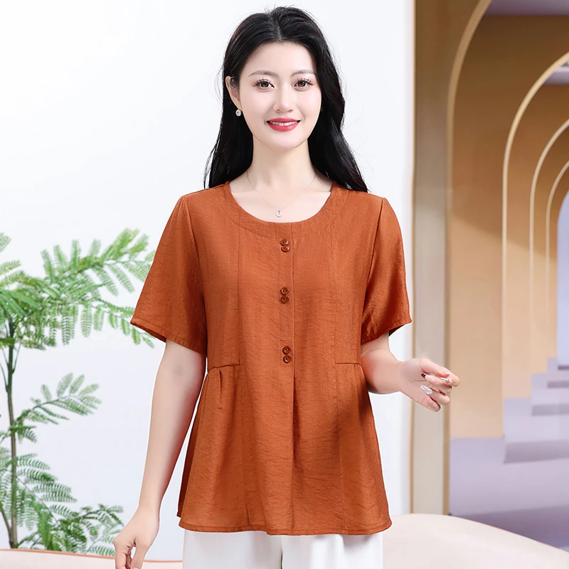 

Fashionable Blouse Women Short Sleeve Summer Loose Slimming Top
