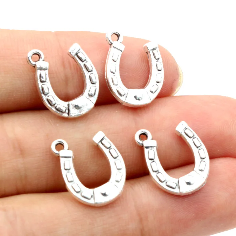 30pcs Charms Lucky Horseshoe Horse 16x13mm Antique Bronze Silver Color Plated Pendants Making DIY Handmade Tibetan Jewelry