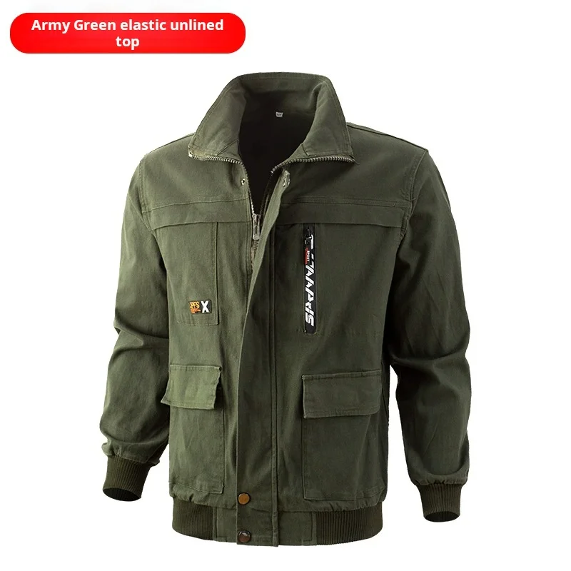 Work Clothes Spring and Autumn Men's Elastic Camouflage Clothing Work Clothes Welder Multi Pocket Labor Protection Clothing