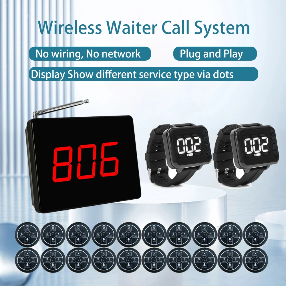 China Factory 433 Pager Wireless Waiter Call Paging System Restaurant Table Number Bell Buzzer Food Restaurant Coffee Shop Bar
