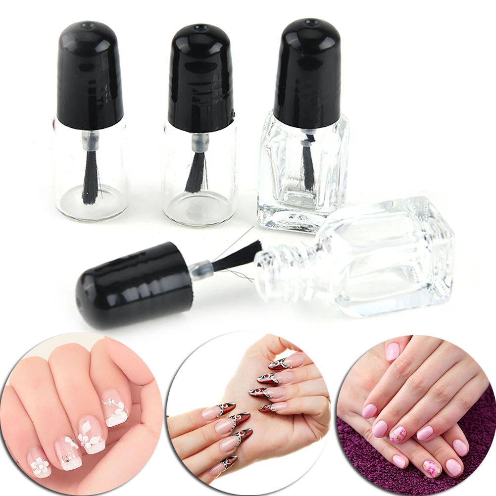 2ml/3ml Empty Nail Polish Clear Glass Bottle Storage Container with Black Cap