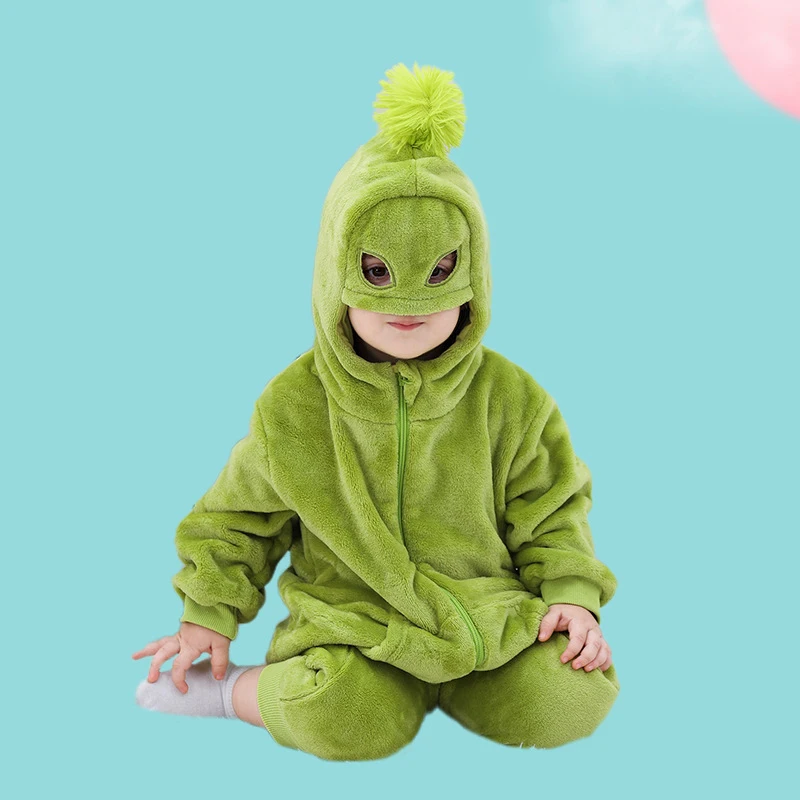 

Cartoon Funny Halloween Baby Rompers Winter Hooded Flannel Toddler Infant Clothes Overall Bodysuits Jumpsuit Costume Ropa Bebe