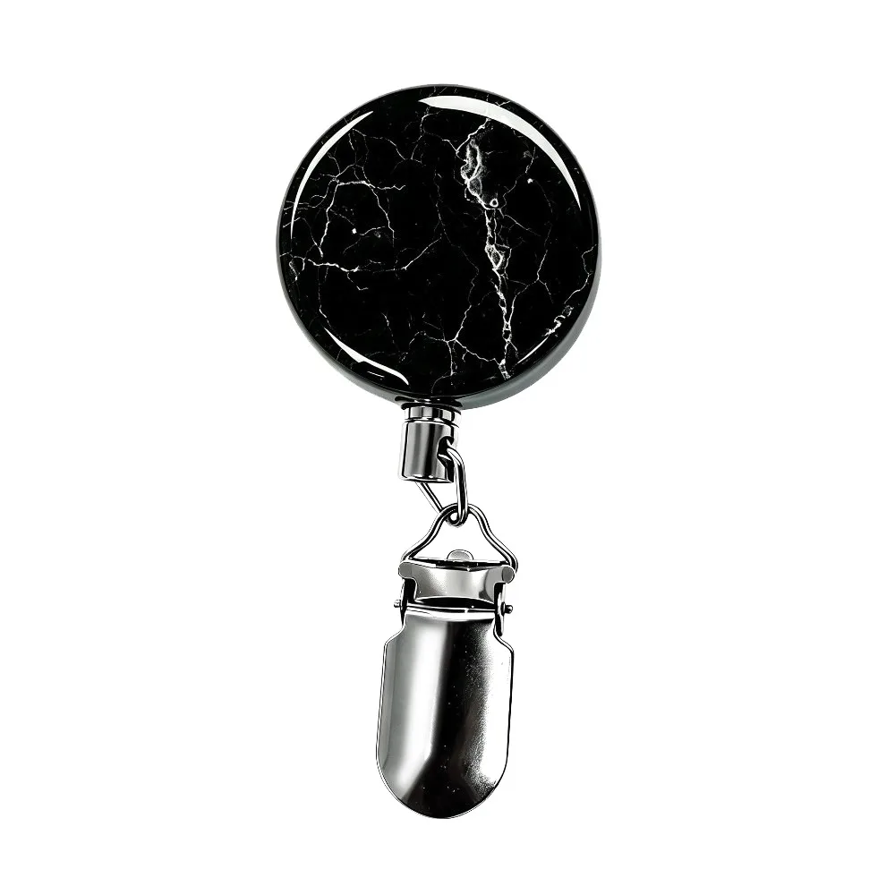 Durable Metal Retractable Towel Clip 4cm with Steel Wire Badge Reel Punch-Free Self-Rewinding Pull Reel Clip Bathroom