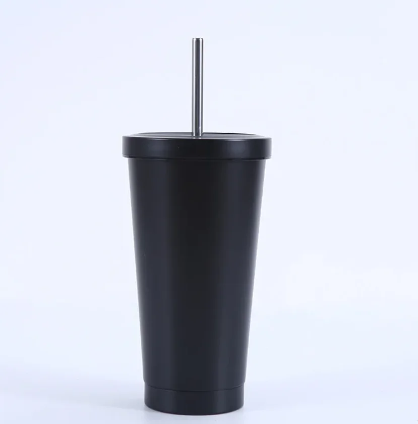 500/750ml Stainless Steel Thermos Cup Double Insulation Vacuum Straw Cup with Lid Tea Milk Cup Beer Mugs Drinking Water Bottle