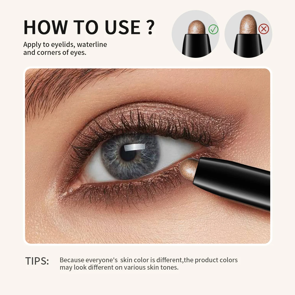 Bâton de crayon de fard à paupières résistant aux plis, 10 couleurs, longue tenue, paillettes durables, scintillantes, mat, surligneur, stylo, outil de maquillage pour les yeux