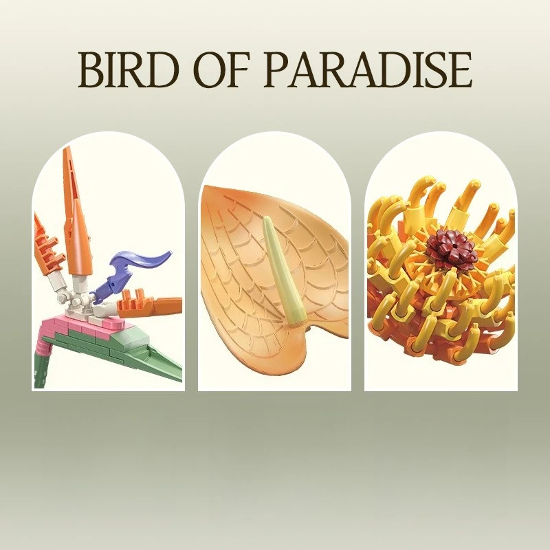 Tropical Bird‑of‑Paradise Flower Building Blocks Realistic Plant DIY Model Home Desktop Decor Collectible Hobby Ornament Gift view 2