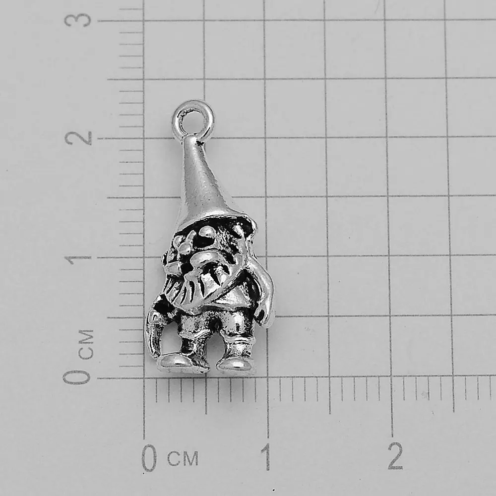 25pcs/lot--22x11mm Antique Silver Plated 3D Dwarfs Charms Christmas Pendants For DIY Supplies Jewelry Making Finding Accessories