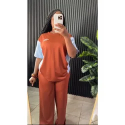 2 Piece Women Set Dashiki African Clothes Spring Autumn New Fashion Long Sleeve Denim Top And Pants Suit Party Matching