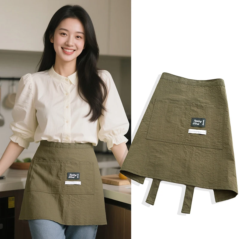 Unisex Kitchen Apron Half-length Japanese Pattern with Waterproof Material for Culinary Experts