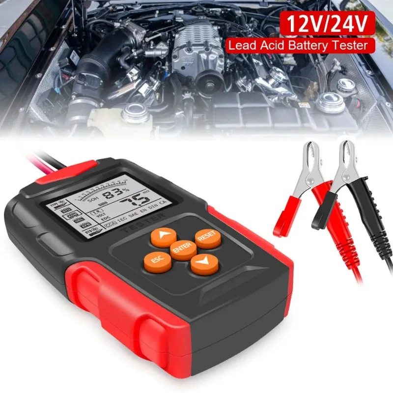

TK-100 Car Motorcycle Battery Tester Digital 12V 24V SOH SOC CCA IR Measurement for Car Truck Battery Analyzer Test Tool