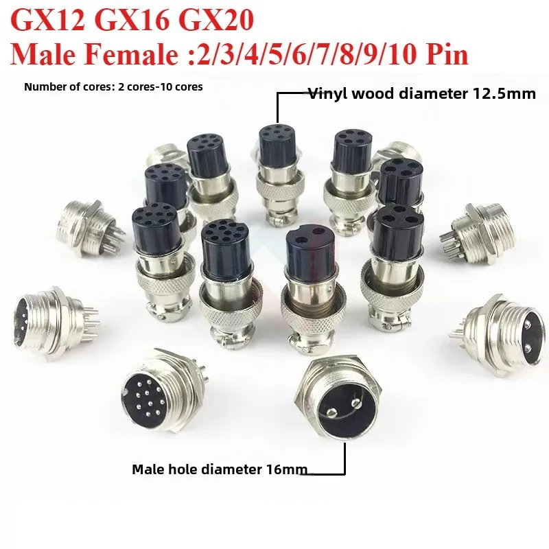 GX12 GX16 GX20 2/3/4/5/6/7/8/9/10 Pin Male Female Butting Wire Cable Circular Aviation Socket Plug Panel Connector Dropshipping