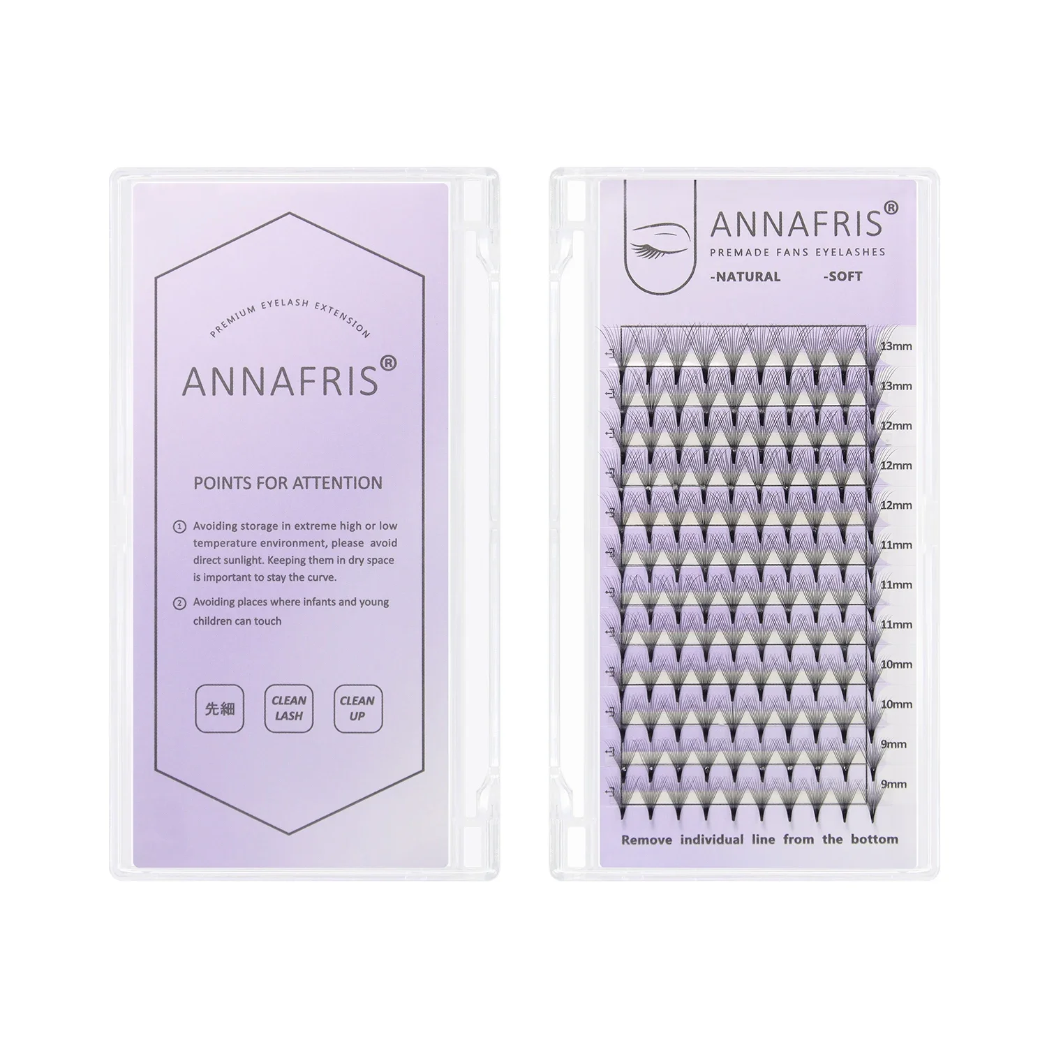 ANNAFRIS 10D 12D 14D 16D 20D Premade Fan Eyelash Extension Thin Pointy Base Roots Russia Volume Lashes Soft Natural False Lashes