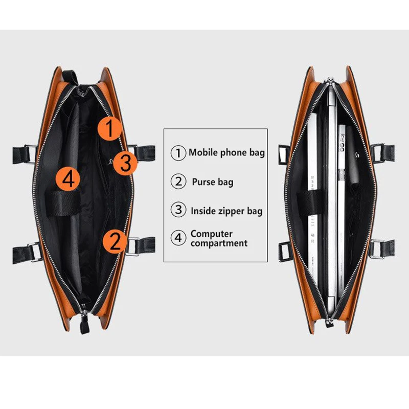 Męska torebka nowa skórzana praca walizka biznesowa skóra bydlęca 16 "torba na komputer torba o dużej pojemności