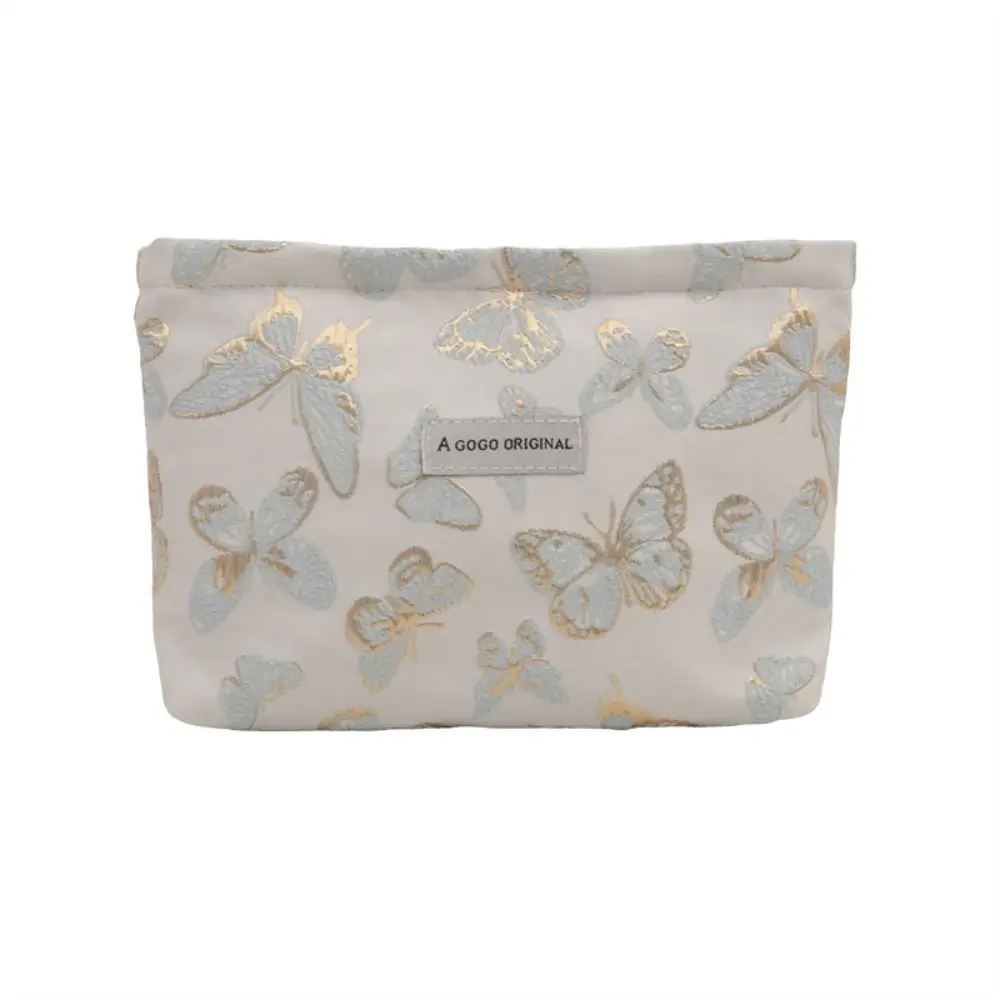 New Canvas Makeup Bag Blue Pink Toiletry Bag Butterfly Square Bag Women's