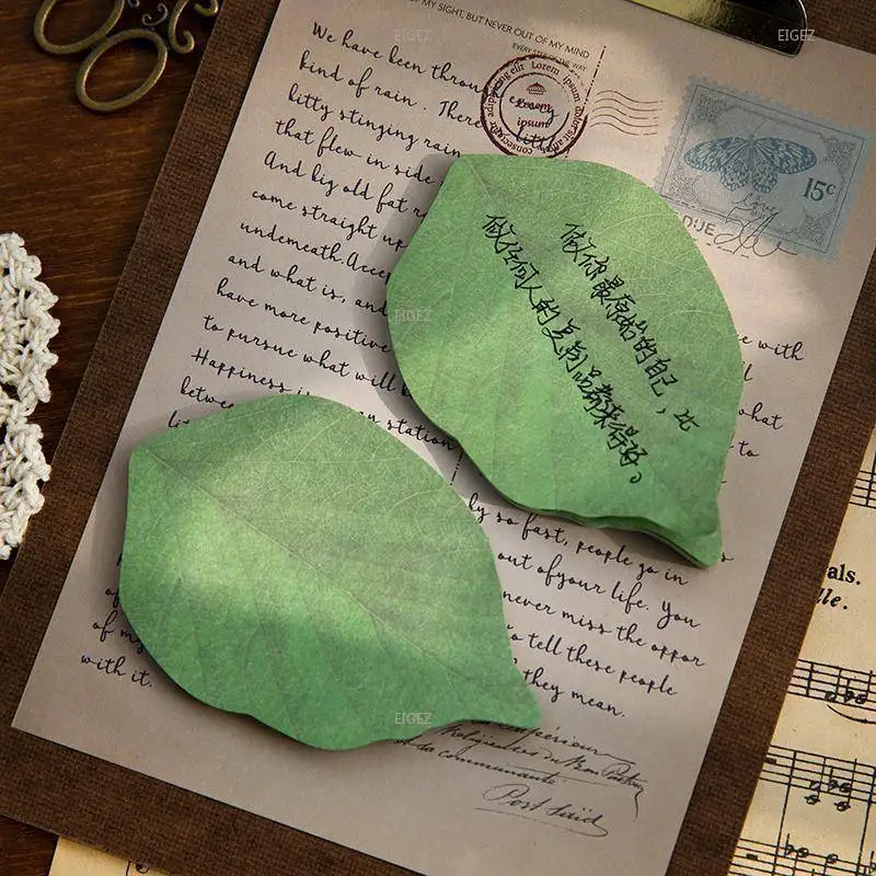 창의적이고 귀여운 시뮬레이션 리프 스티커, N 번 휴대용 빈 메시지 메모지, 편의 스티커 노트북