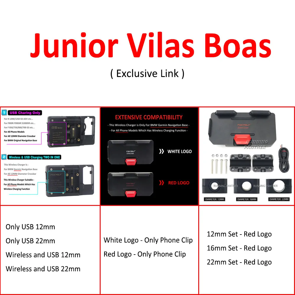 

Motorcycle phone holder 12/16/22mm clip