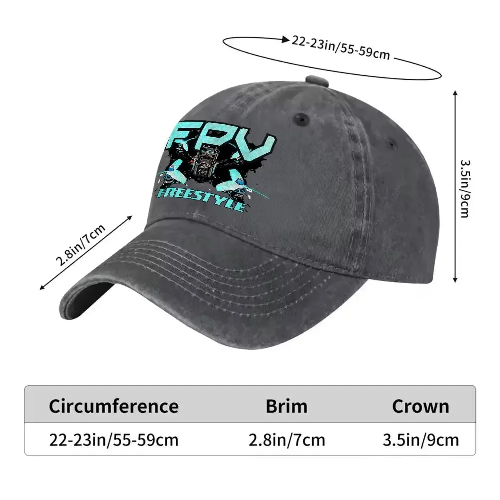 1pc Drone-Themed Washed Baseball Cap Suitable for Outdoor Sports & Casual Wear, FPV Drone Print Duckbill Cap with Machine Washab