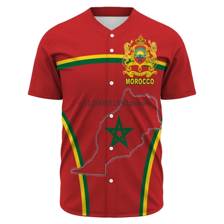 Morocco Active Flag Baseball shirt  3Dprinted Baseball Jersey Shirt  Casual Unique Unisex Funny Sport Style 3D Shirt