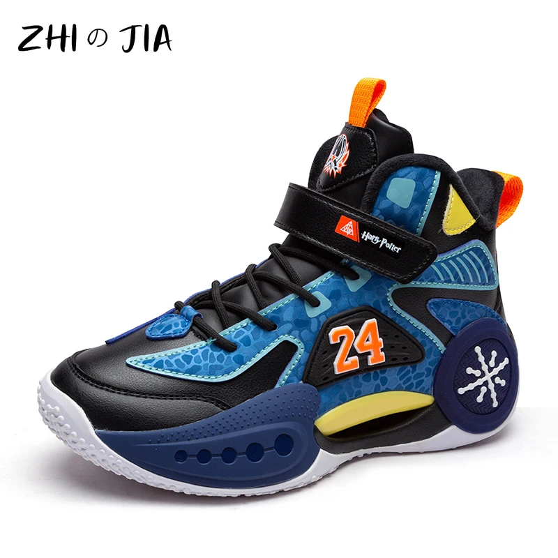 

Children's Winter Leather Plush Basketball Shoes Youth Professional Anti Slip Cushioned Basketball Shoes Fashion Trend Sneaker