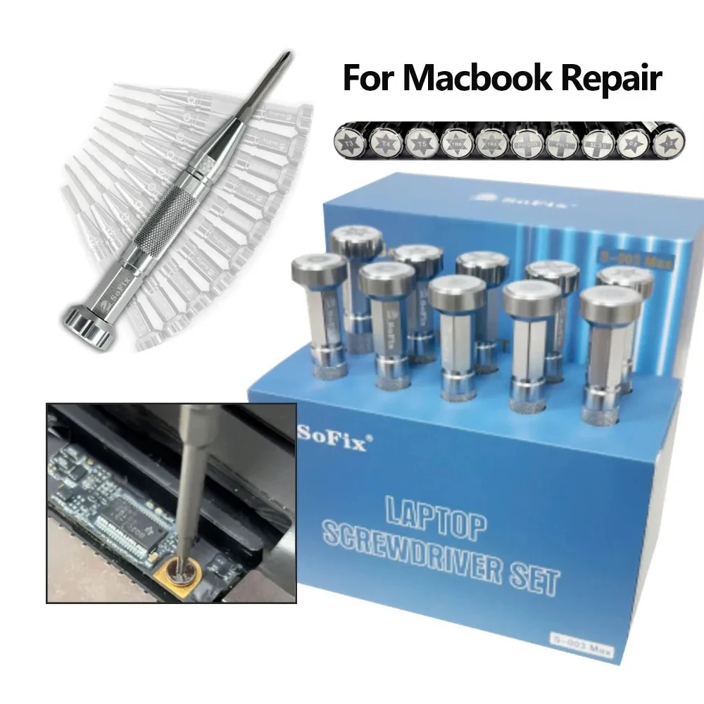 

All-in-One Repair Tool Kit - SOFIX S-003MAX 10 in 1 Screwdriver Set for Laptop MacBook Tablet IPhone Android Disassembly