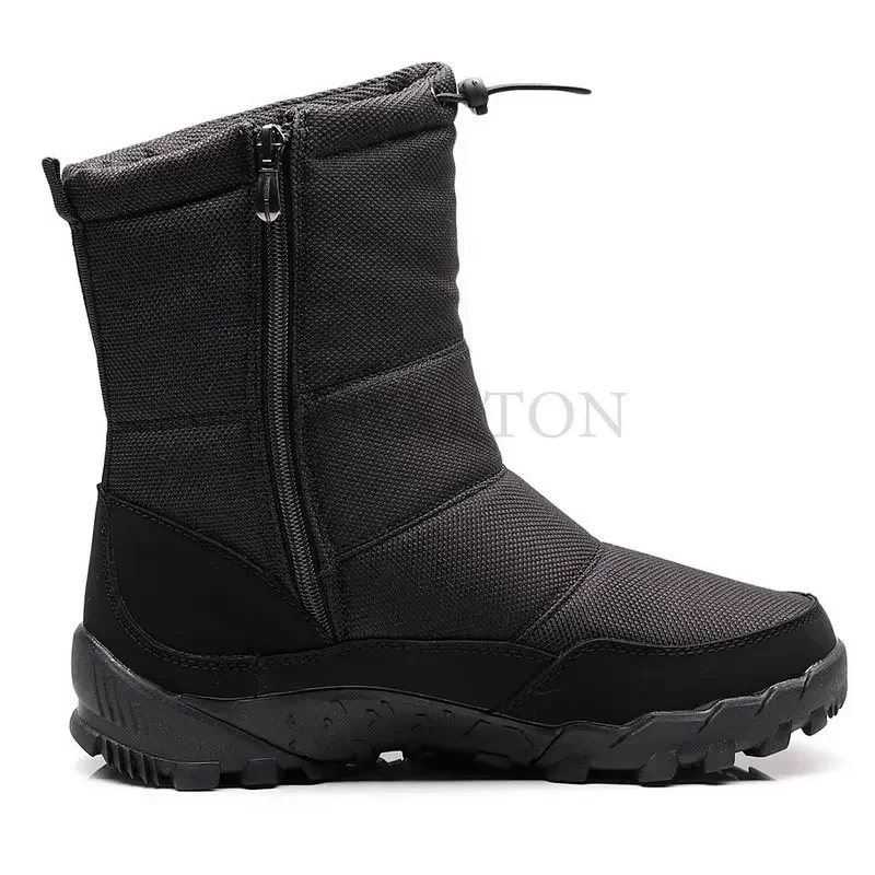 Bottes de neige imperméables pour homme, chaussures de randonnée d'hiver avec fourrure, antidérapantes, extérieur, plate-forme épaisse, peluche chaude