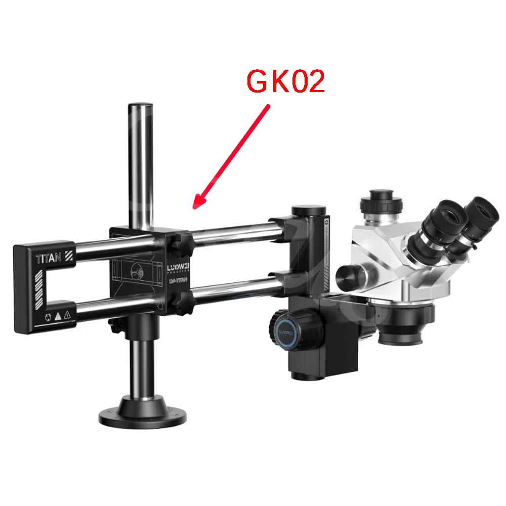 LUOWEI LW-GK02 Biaxal Double Boom Microscope Stand Movable Aluminum Alloy Focusing Holder Base Bracket For PCB Industry Lab