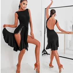 black Latin  skirt  salsa dress Samba  tango  latin blouse  latin top bodysuit 2199