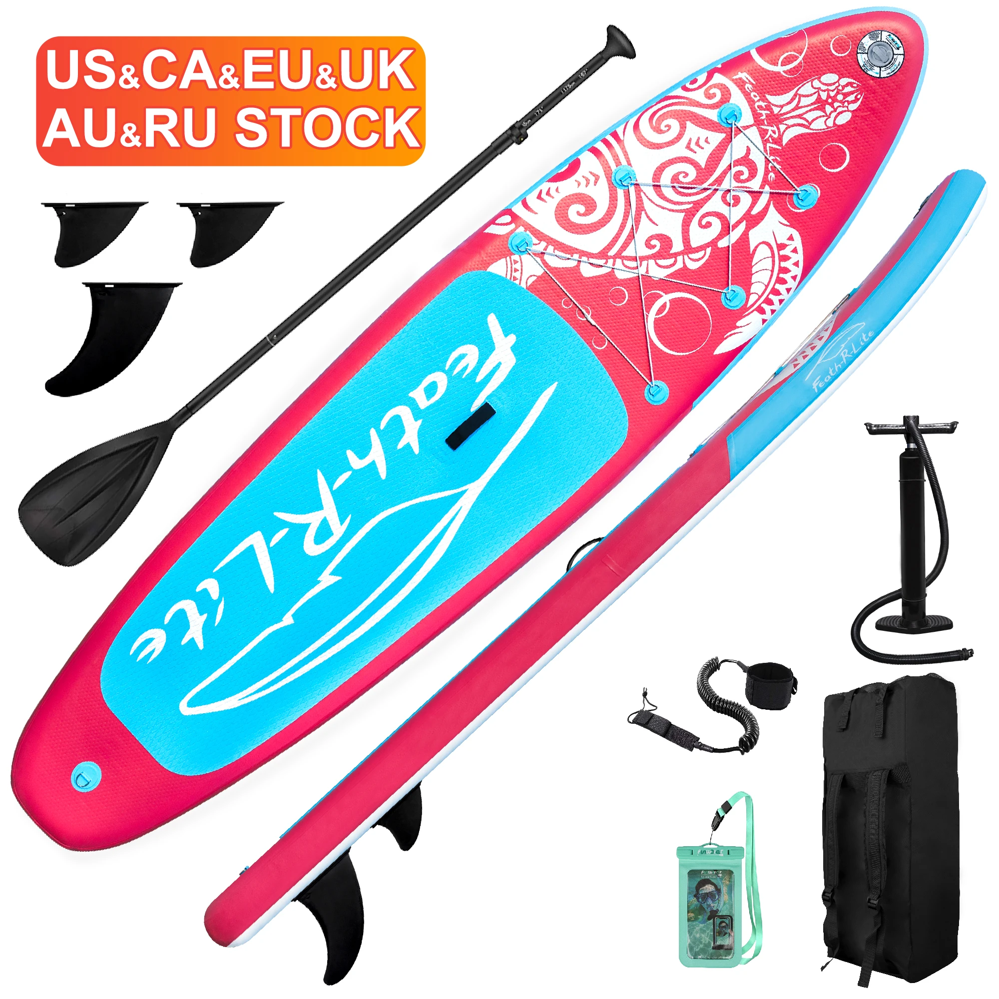 FUNWATER Dropshipping OEM Stand Up Inflatable Sup Fishing Blue Sup Boards Inflatable Surfboard Clear Paddleboard