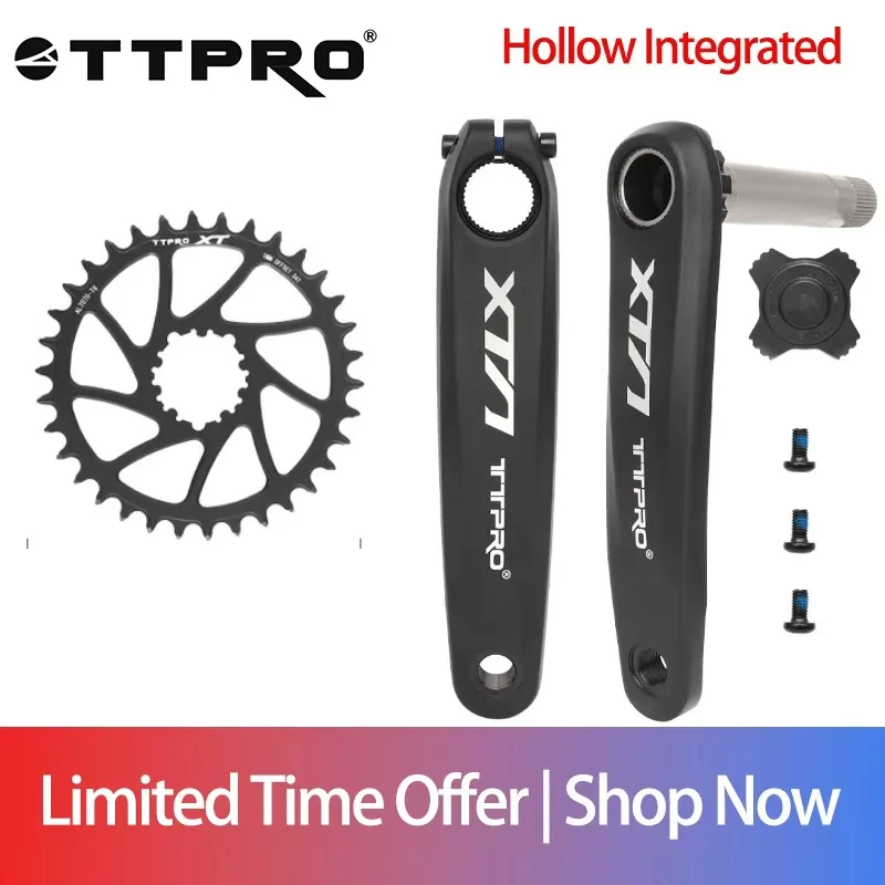 

TTPRO XTA-FM3 170mm MTB Crankset, Aluminum Alloy Hollow Integrated Crank Arm with Chainring, High Strength Lightweight Fit Shima
