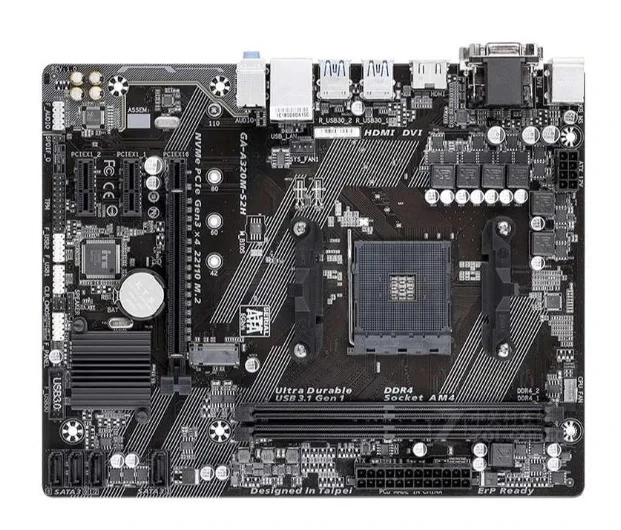 محاصر لجيجابايت GA-A320M-S2H يدعم جيل Ryzen 1 إلى 5، يدعم M.2