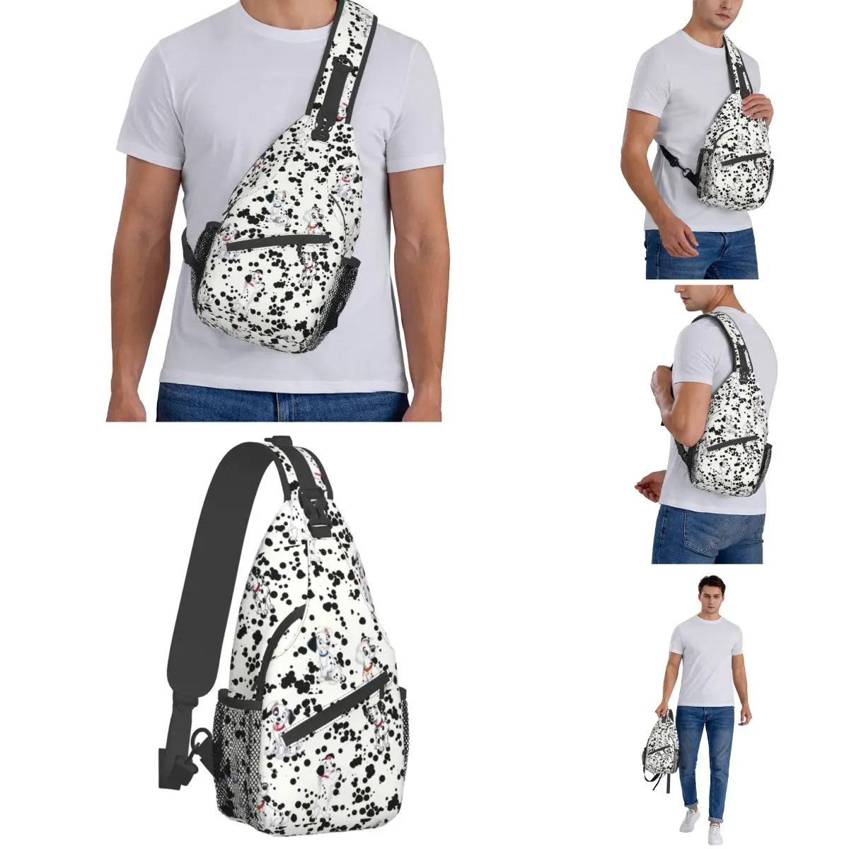 101 Puppies Dalmatian Dog Bust Diagonal Bags Accessories Street For Men Woman Dumpling Bags