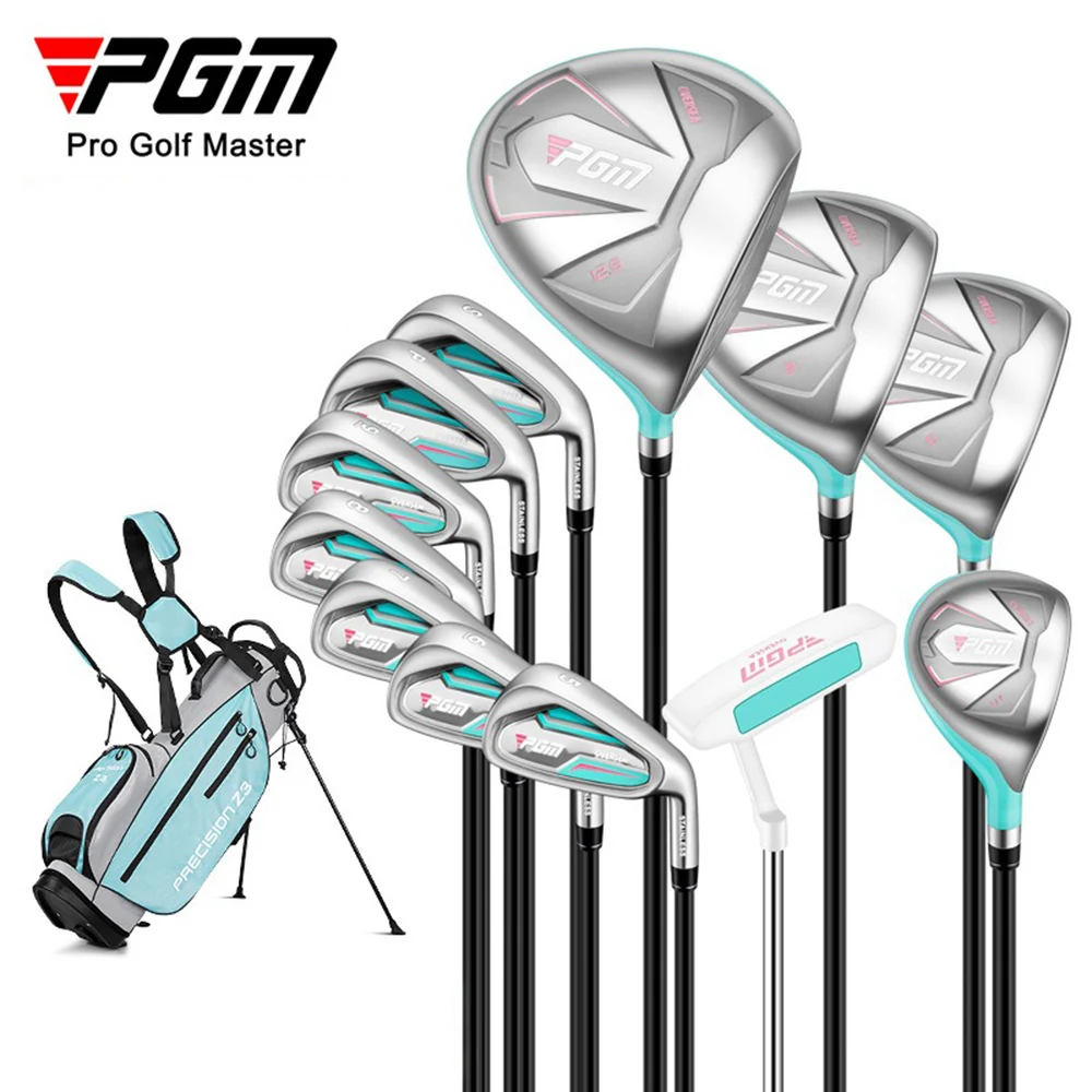 PGM Lady Golf Clubs Set,Right Hand Stainless Steel/Carbon Shaft Women Club,Beginner 4/9/12pcs Training Golf Supplies LTG051