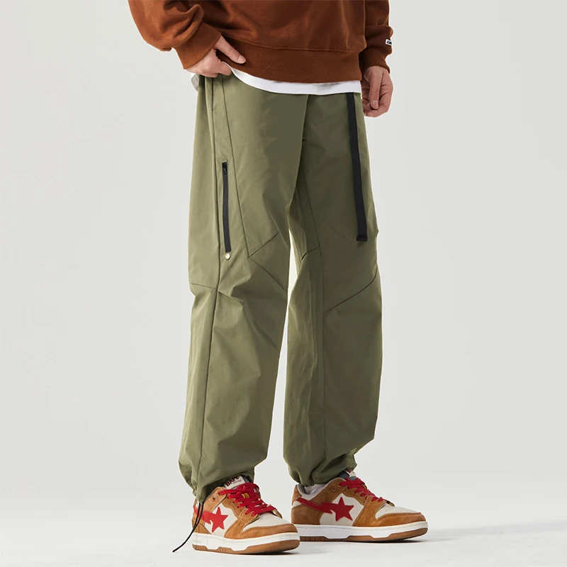 Pantalones de trabajo de pierna recta para hombre. Pantalones largos casuales al aire libre en colores sólidos, con puños ajustables para uso diario de ocio.