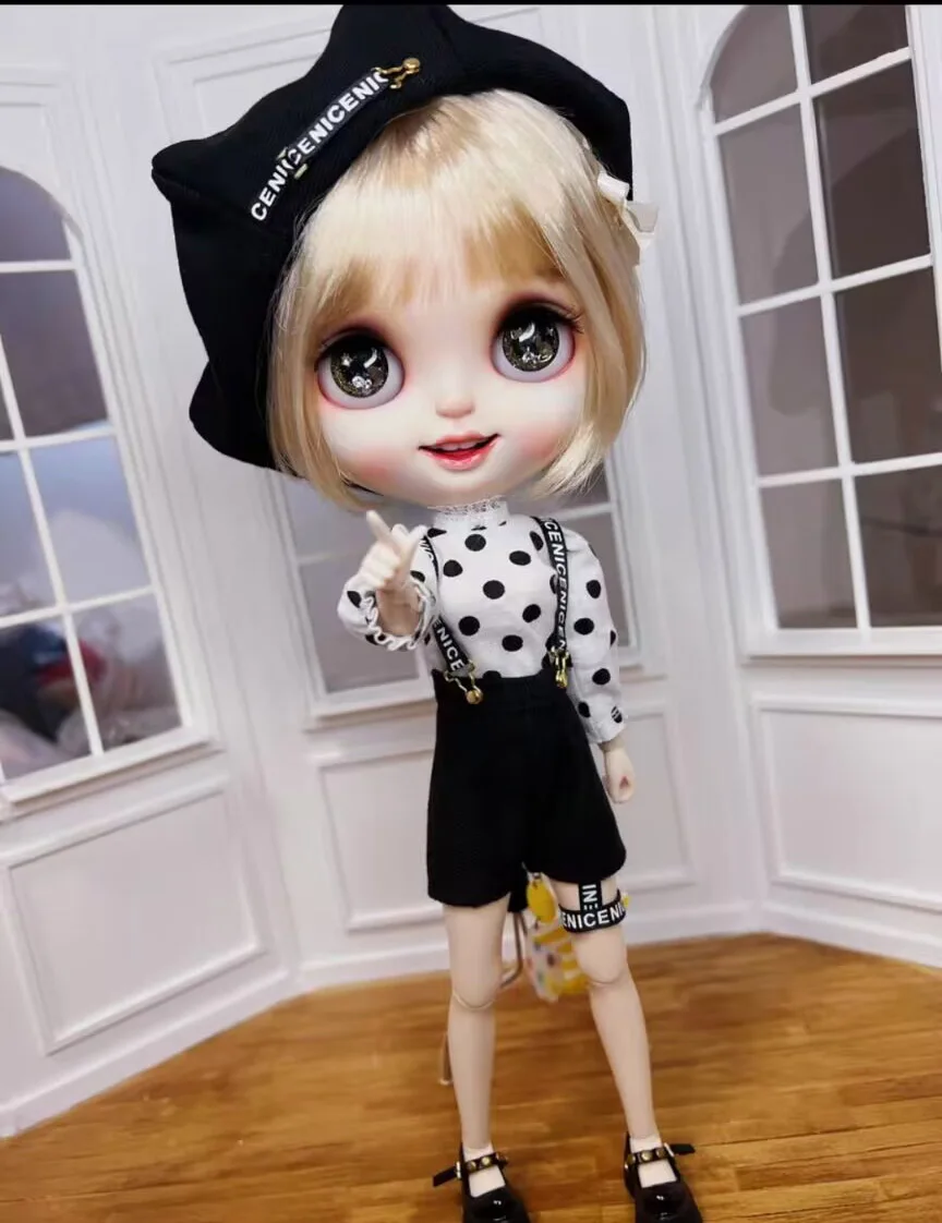 2025 3 шт., топ для отдыха в горошек Blythe/Landoudou, комбинезон, бере (1/6 30 см (подходит для azone, Pullip, Ob22/24/26, Licca) 2025 3 шт., топ для отдыха в горошек Blythe/Landoudou, комбинезон, бере (1/6 30 см (подходит для azone, Pullip, Ob22/24/26, Licca)