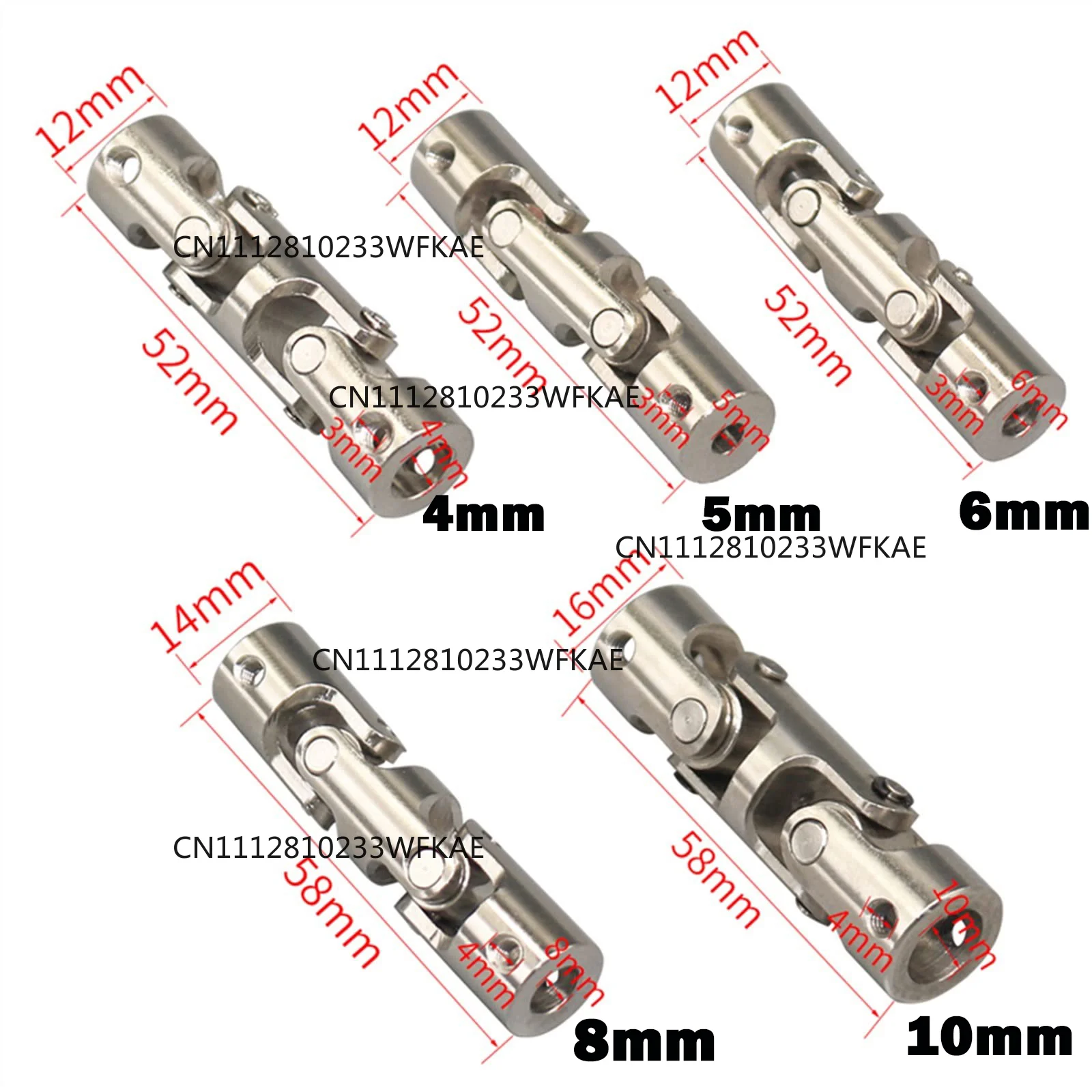 1Pcs 4/5/6/8/10mm 45# Steel Three-Section Universal Joint Coupling Boat Car Shaft Coupler With M3/M4 Screw Metal Cardan Joint